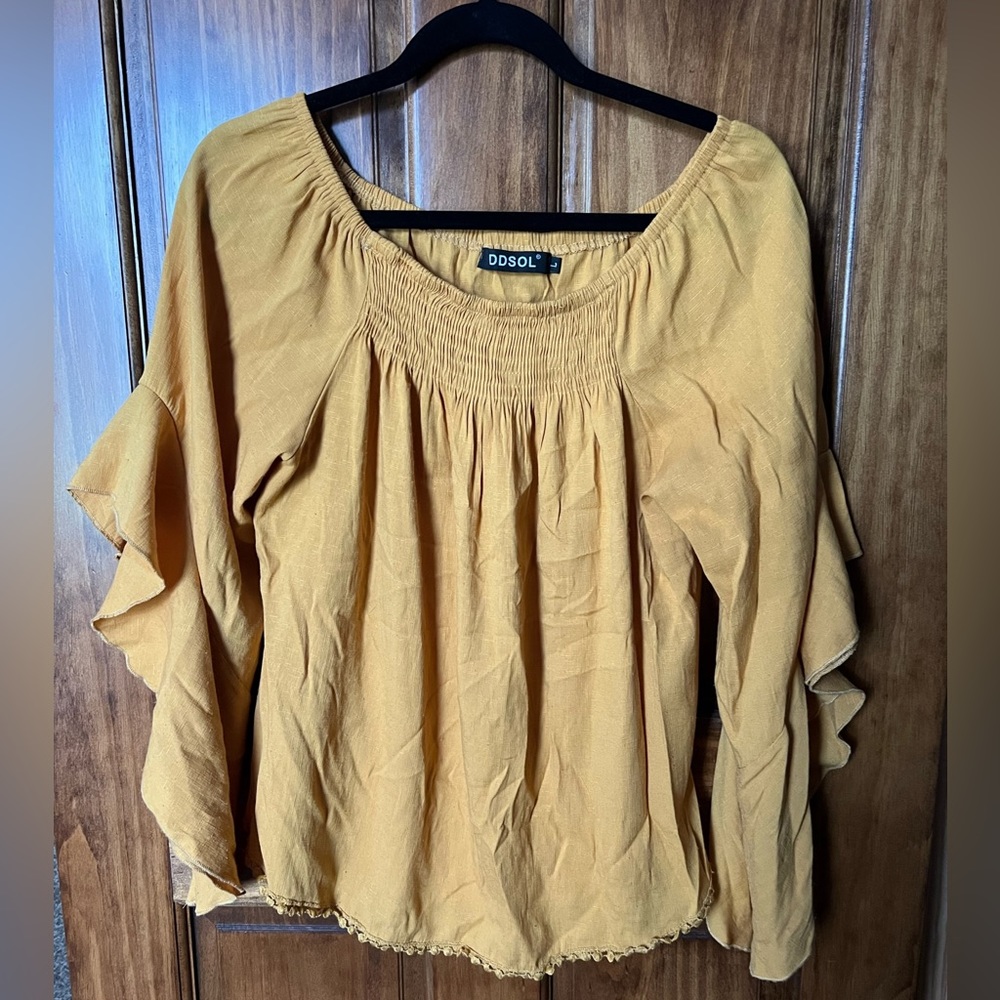 Orange Off the Shoulder Loose Fitting Top